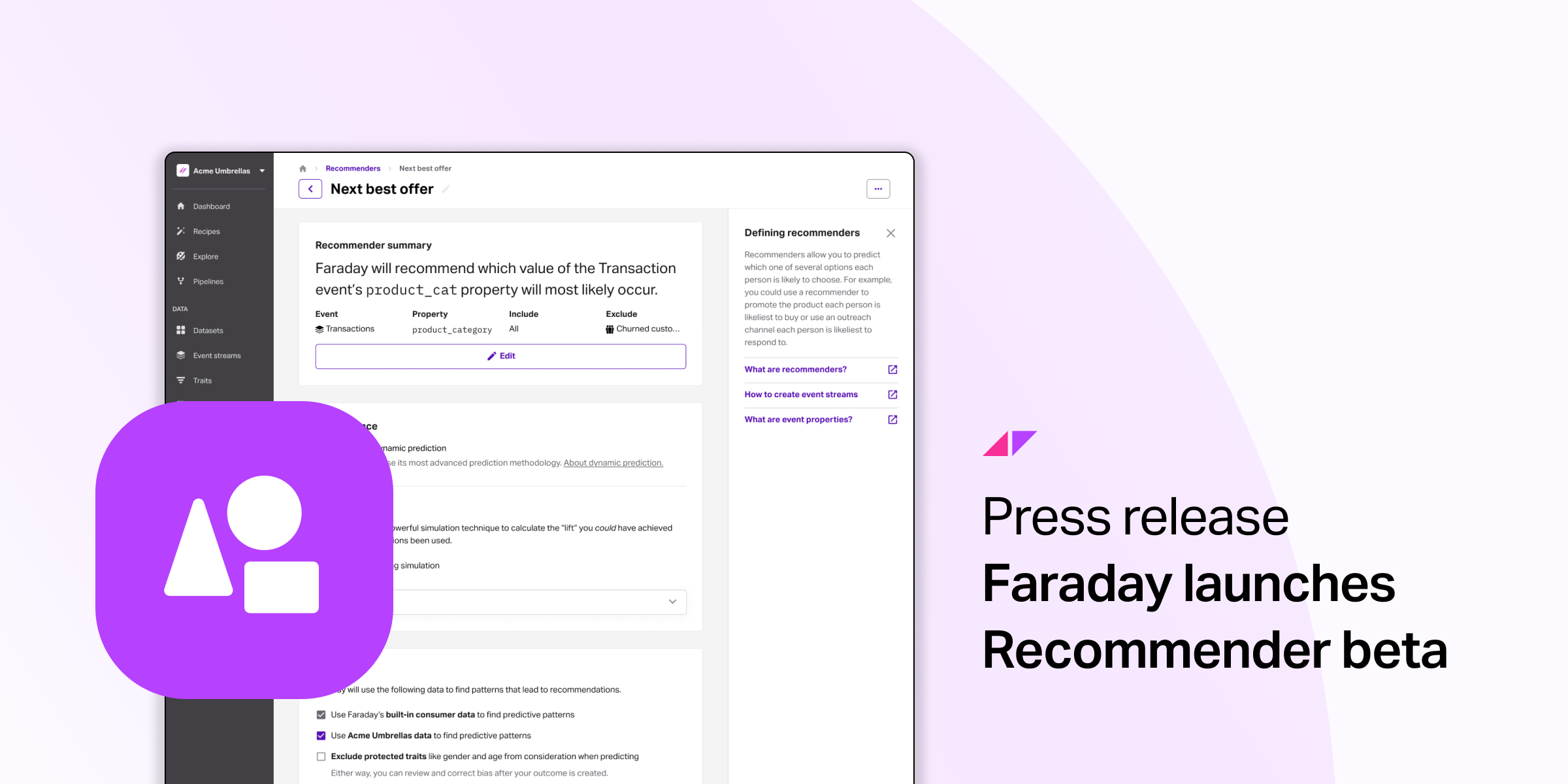Press release: Faraday launches Recommendations product into beta