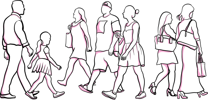 Illustration of a crowd of people exhibiting behavior