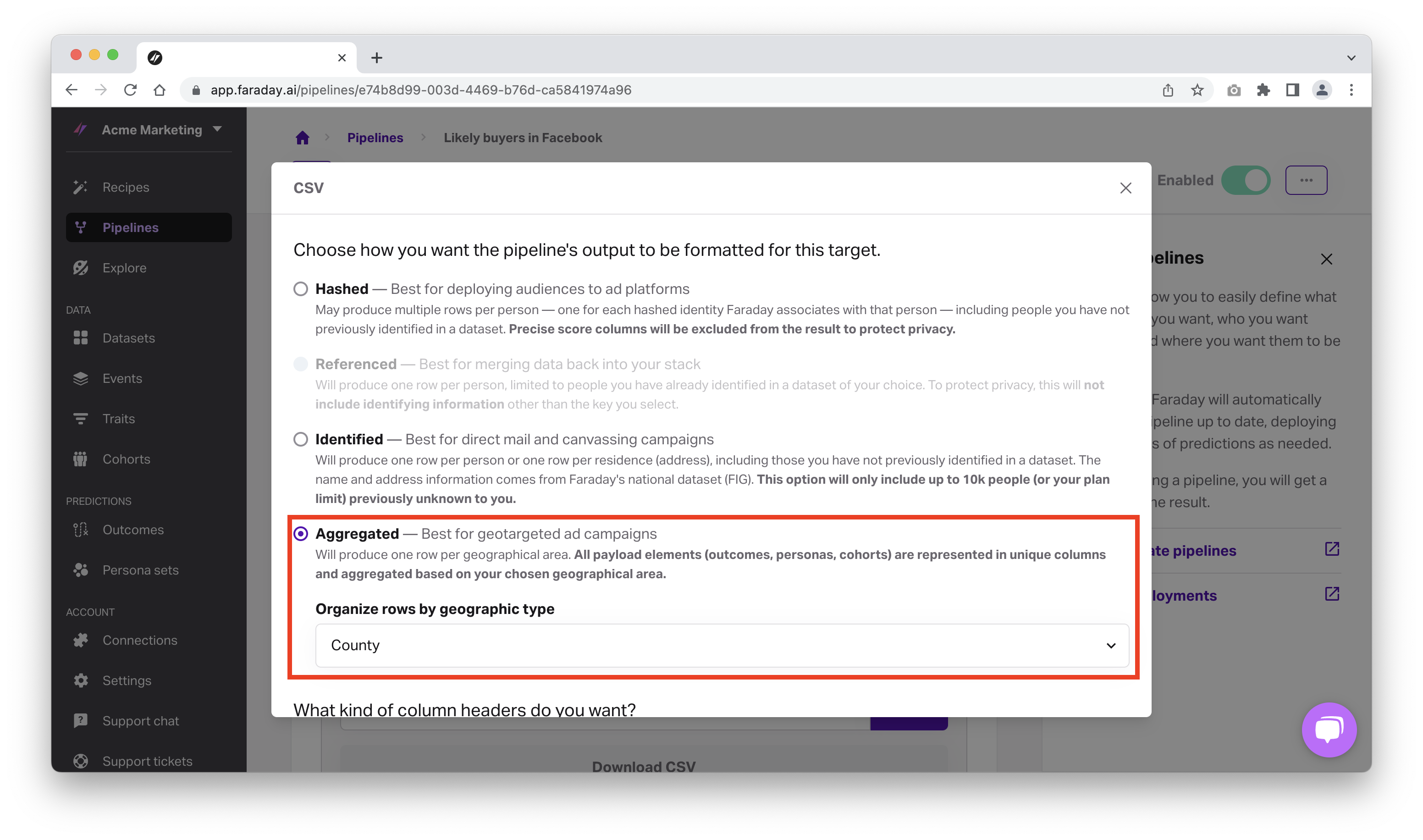 Image of pipeline aggregation level