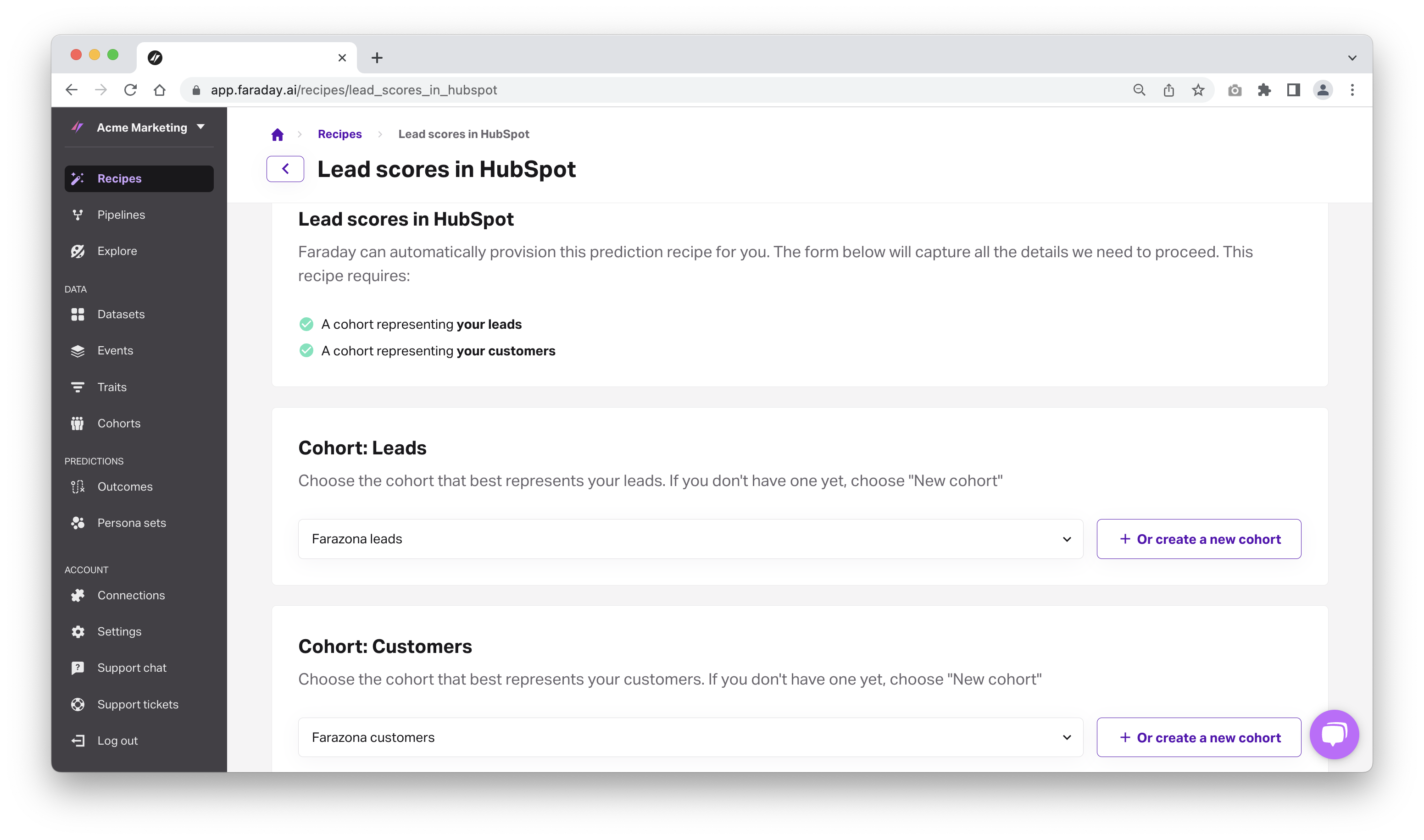 Image of Faraday lead scoring in HubSpot recipe